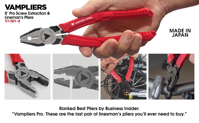 VAMPLIERS 2-PC Stripped Screw Extractor Pliers Set. Made in Japan. 8" Linesman + 6.25" Combination Pliers. High Carbon Steel. - Image 4